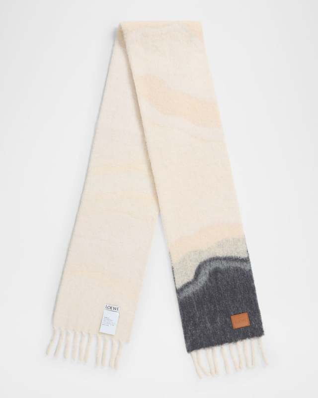 Textured Wool-Blend Fringe Scarf